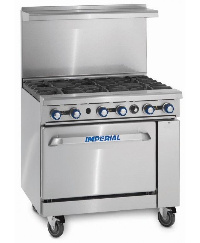Restaurant Range, Gas, (6) lift off top burners with oven (Imperial)
